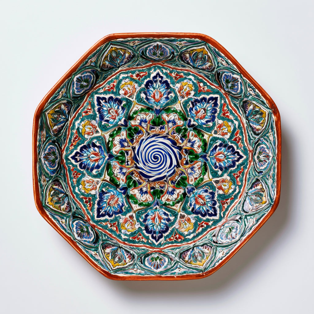 Bandejas Decorativa-Ceramica-31 x 31 x 4 cm-Azul-Verde-Blanco-Naranja-Morisco