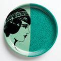 Bandejas Decorativa-Ceramica-31 x 31 x 3 cm-Turquesa-VerdeAgua-Negro-ArtDeco