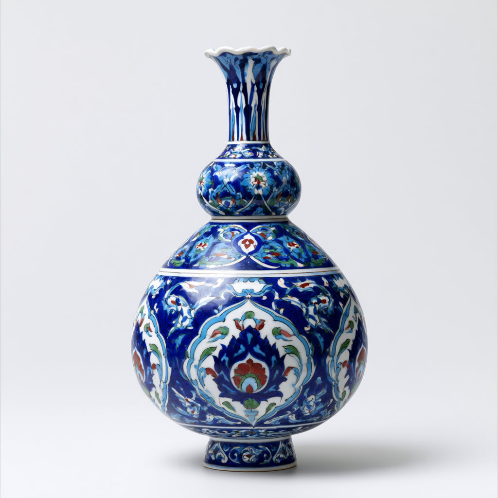 Jarrones-Cerámica-22x22x41 cm-Azul-Blanco-Rojo-Verde-Estilo otomano clásico