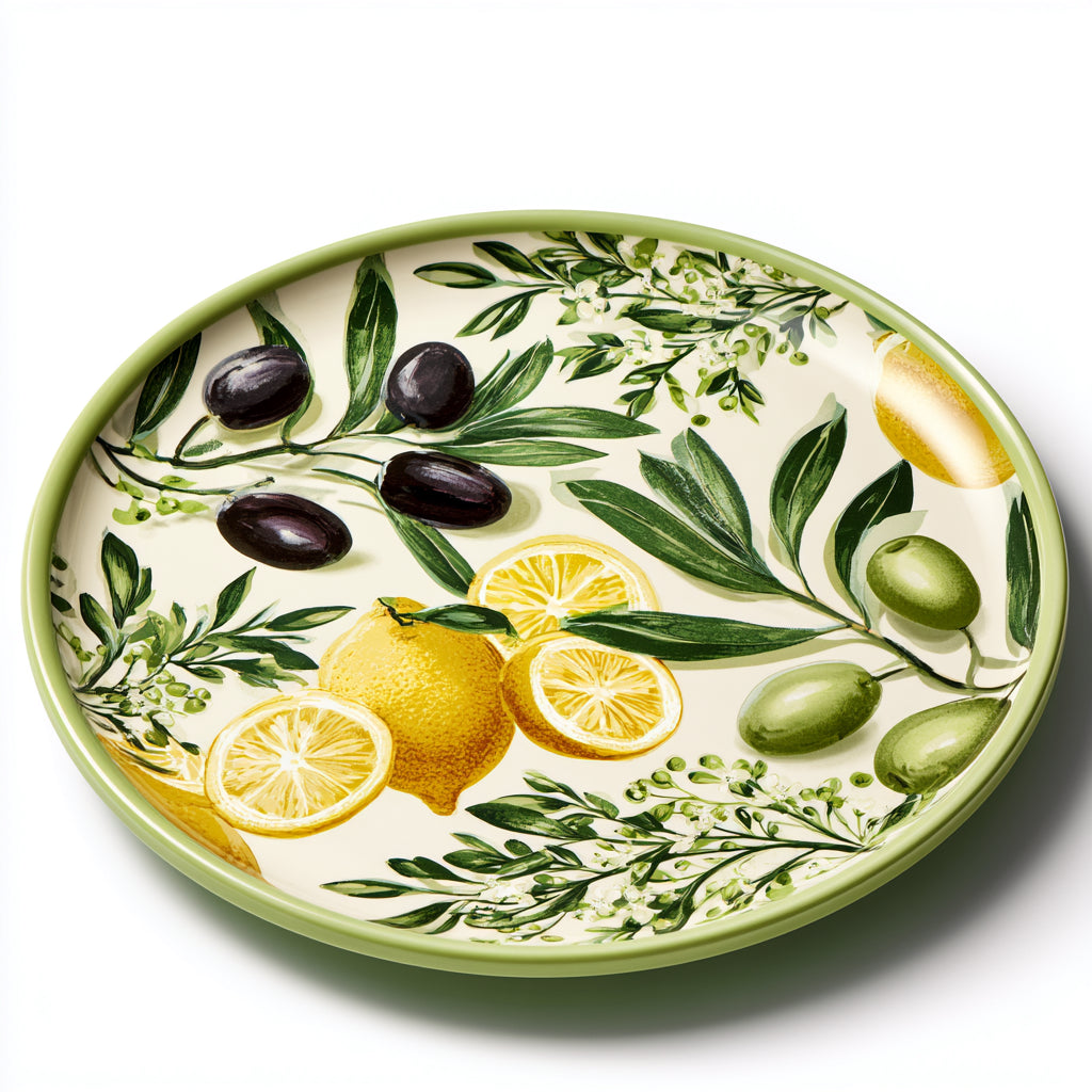 Bandejas Decorativa-Ceramica-35 x 35 x 3 cm-Crema-Verde-Amarillo-Negro-Mediterraneo