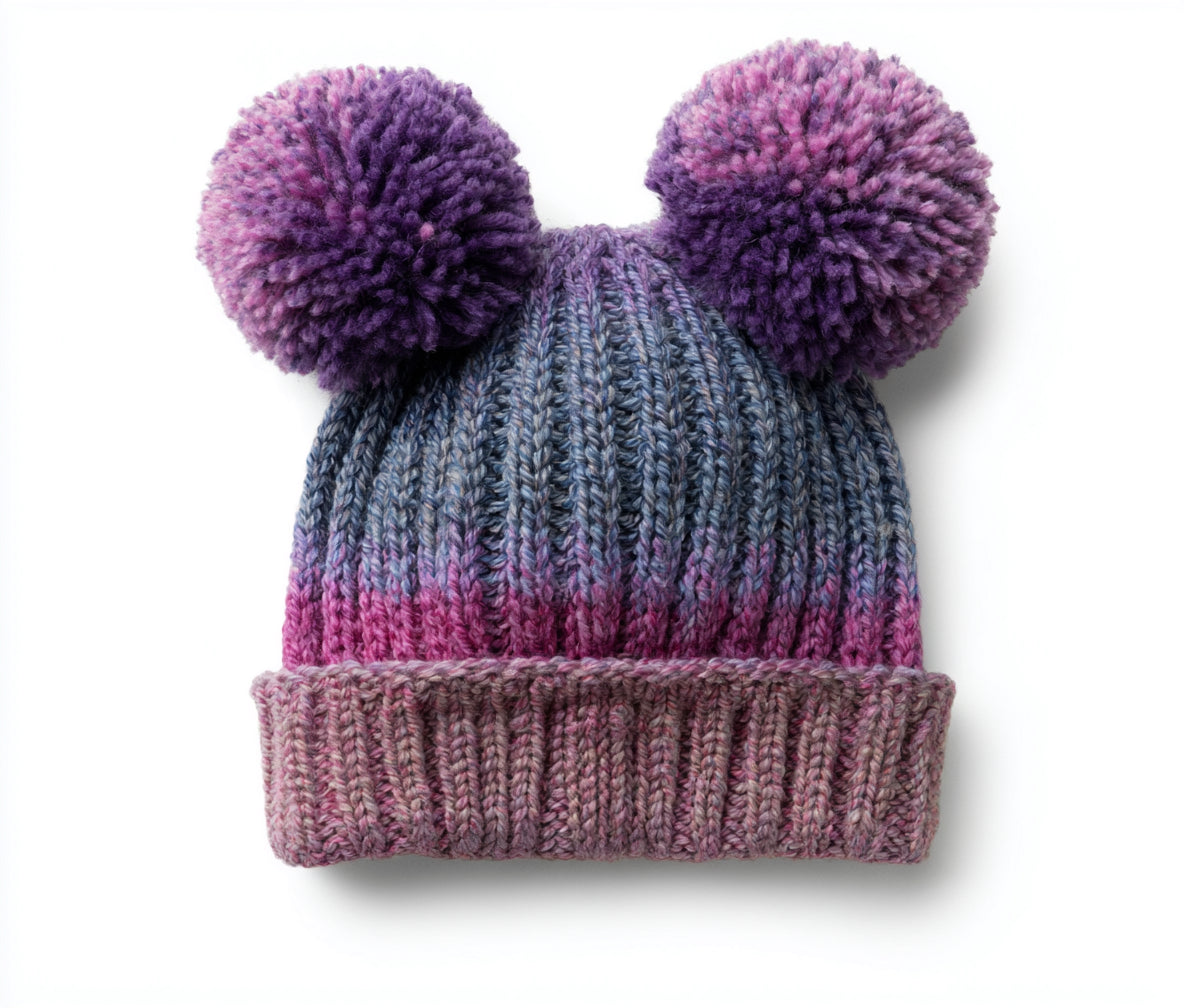 Gorros de Invierno-acrílico-poliéster-27x23x11 cm-multicolor-infantil con pompones