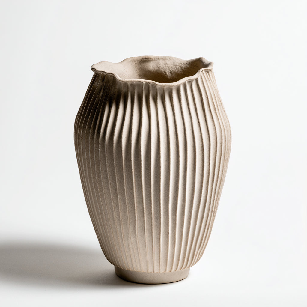 Jarrones-Cerámica-16x16x26 cm-Crema-Estilo orgánico minimalista