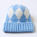 Gorros de Invierno-acrílico-22x20x2 cm-azul claro-blanco-clásico de rombos