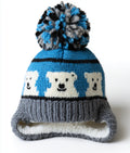 Gorros de Invierno-acrílico-poliéster-26x24x10 cm-azul-blanco-gris-infantil con orejeras