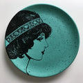 Bandejas Decorativa-Ceramica-30 x 30 x 2.5 cm-Turquesa-Negro-ArtDeco