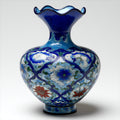 Jarrones-Vidrio esmaltado-24x24x36 cm-Azul-Blanco-Verde-Rojo-Estilo floral ornamental