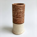 Jarrones-Cerámica-14x14x31 cm-Marrón-Blanco-Estilo rústico artesanal