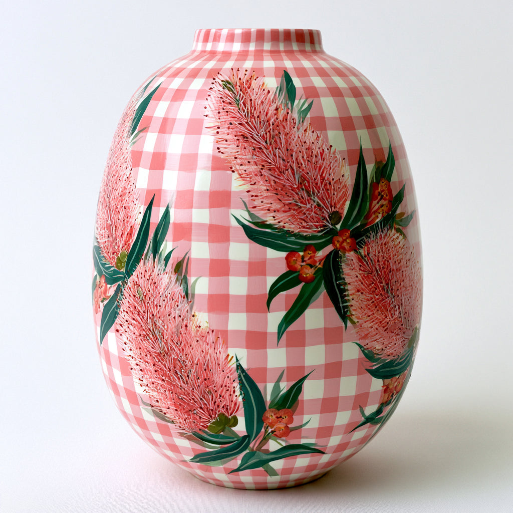 Jarrones-Cerámica-21x21x32 cm-Rosa-Blanco-Verde-Estilo floral moderno