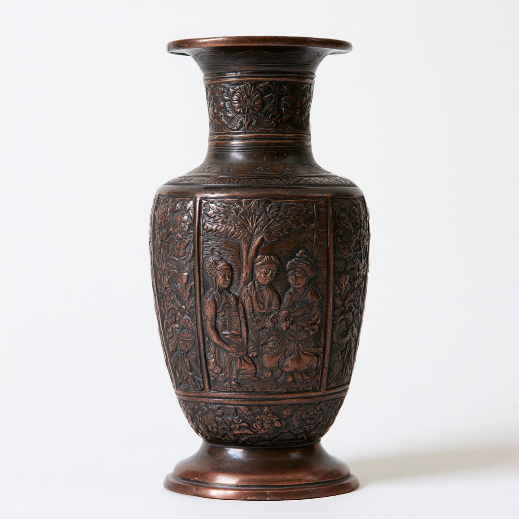 Jarrones-Cobre-18x18x37 cm-Cobre-Marrón oscuro-Estilo persa clásico