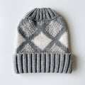 Gorros de Invierno-acrílico-25x22x3 cm-gris-blanco-clásico de rombos